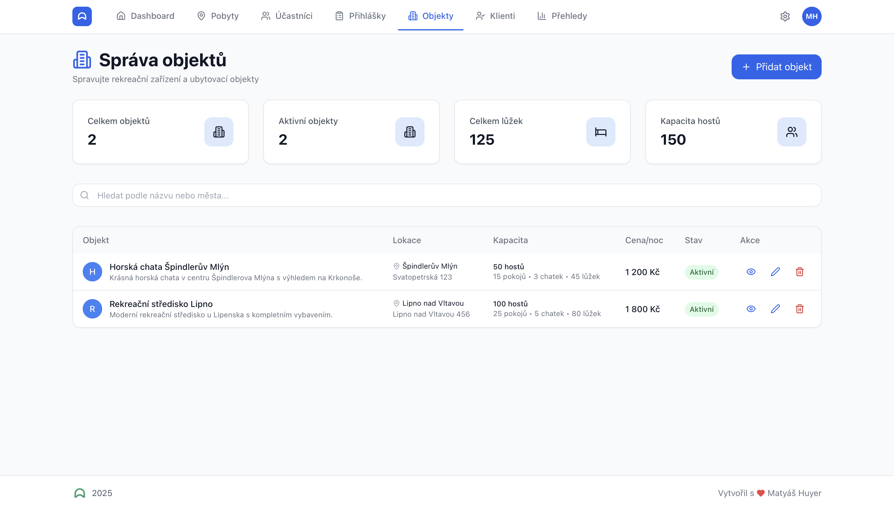 Objekty a ubytování